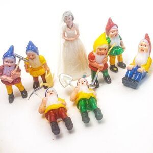 1940’s VTG Disney Snow White & The Seven Dwarfs Plastic Cake Toppers